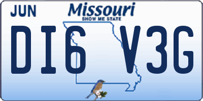 MO license plate DI6V3G