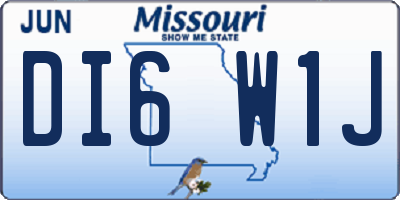MO license plate DI6W1J