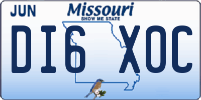 MO license plate DI6X0C