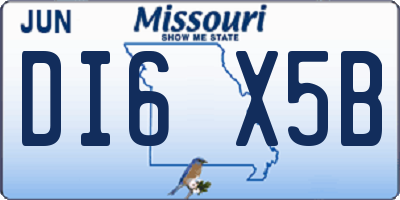MO license plate DI6X5B