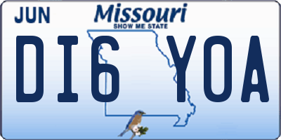 MO license plate DI6Y0A