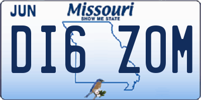 MO license plate DI6Z0M