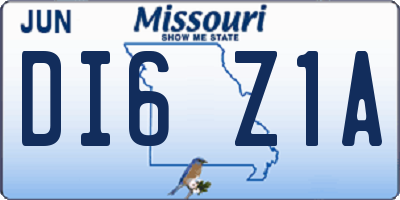 MO license plate DI6Z1A
