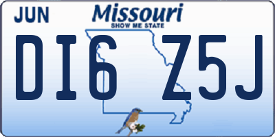 MO license plate DI6Z5J