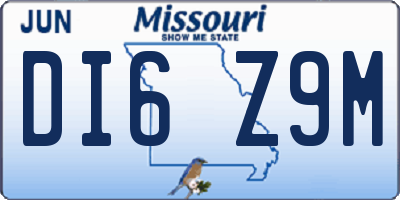 MO license plate DI6Z9M