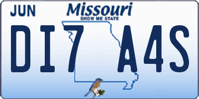 MO license plate DI7A4S