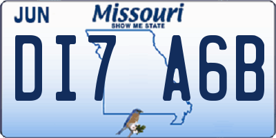 MO license plate DI7A6B
