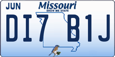 MO license plate DI7B1J