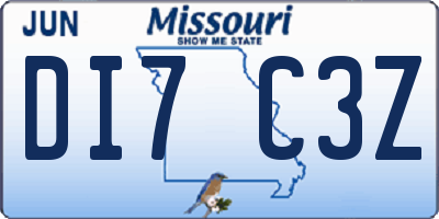 MO license plate DI7C3Z