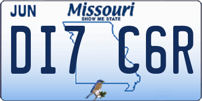 MO license plate DI7C6R
