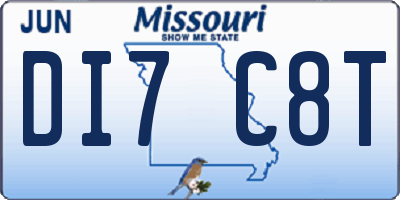 MO license plate DI7C8T