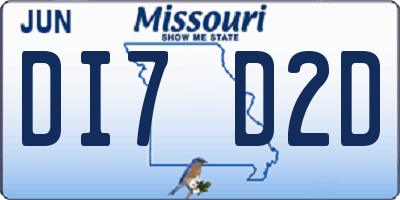 MO license plate DI7D2D