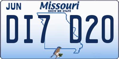 MO license plate DI7D2O