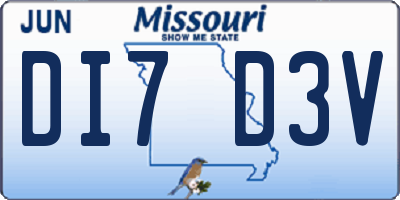 MO license plate DI7D3V