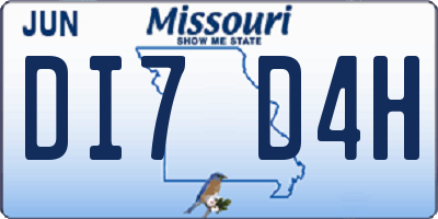 MO license plate DI7D4H