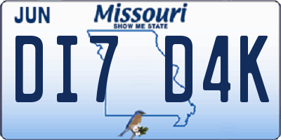 MO license plate DI7D4K