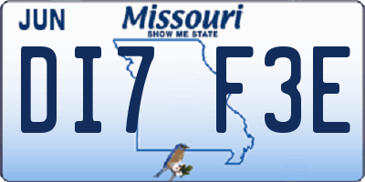 MO license plate DI7F3E