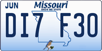 MO license plate DI7F3O