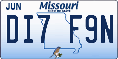MO license plate DI7F9N