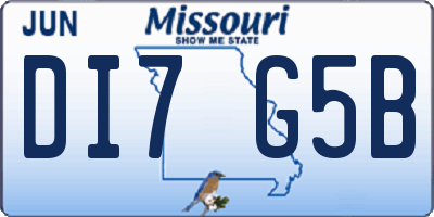 MO license plate DI7G5B