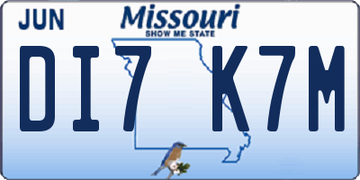 MO license plate DI7K7M
