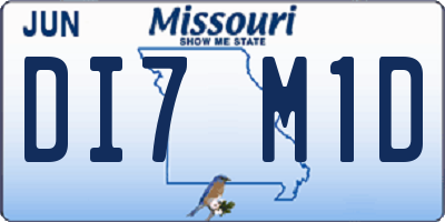 MO license plate DI7M1D