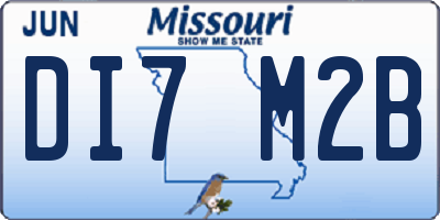 MO license plate DI7M2B