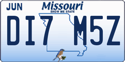 MO license plate DI7M5Z