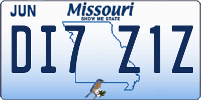 MO license plate DI7Z1Z