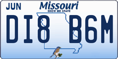 MO license plate DI8B6M