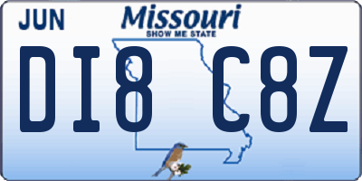 MO license plate DI8C8Z