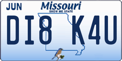 MO license plate DI8K4U