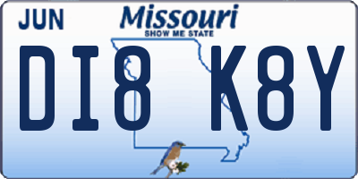 MO license plate DI8K8Y