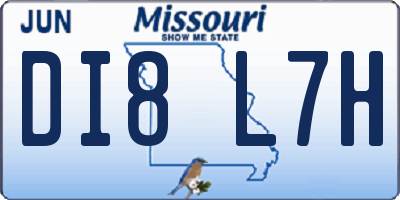 MO license plate DI8L7H