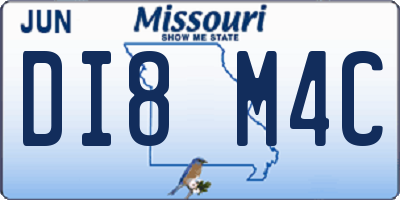 MO license plate DI8M4C