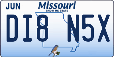 MO license plate DI8N5X