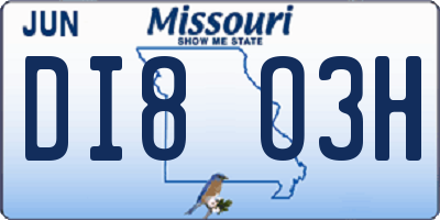 MO license plate DI8O3H