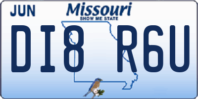 MO license plate DI8R6U