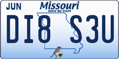MO license plate DI8S3U