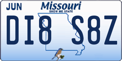 MO license plate DI8S8Z