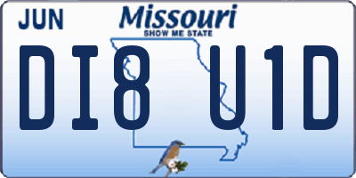 MO license plate DI8U1D