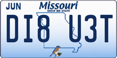 MO license plate DI8U3T