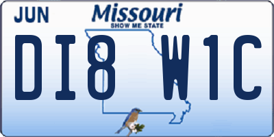 MO license plate DI8W1C