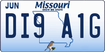 MO license plate DI9A1G