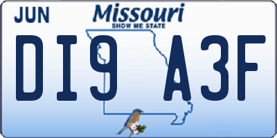 MO license plate DI9A3F