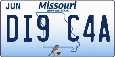 MO license plate DI9C4A