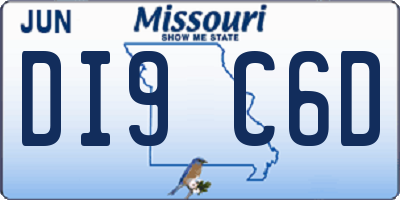 MO license plate DI9C6D