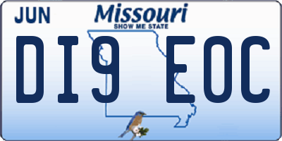 MO license plate DI9E0C