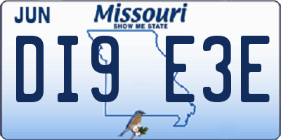 MO license plate DI9E3E