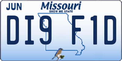 MO license plate DI9F1D